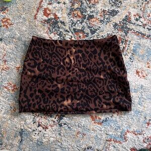 Leopard Print Brown Skirt